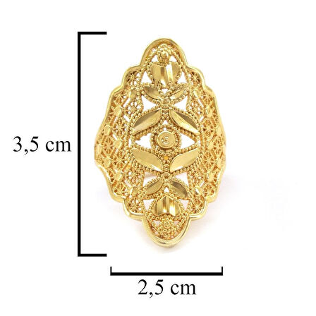 Çelik Yüzük Kadın Altın Kaplama Hint Model YZK-471