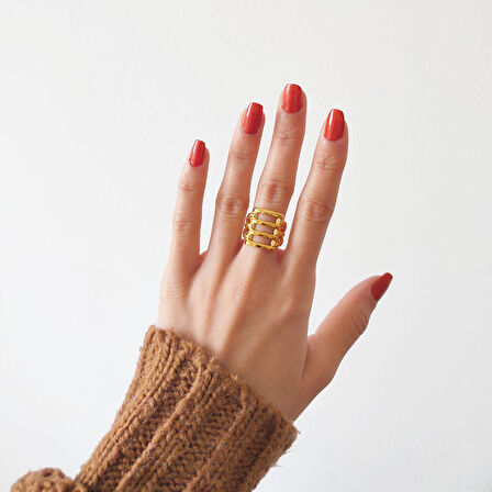 Çelik Kaburga Kadın Yüzük Altın Kaplama YZK-229