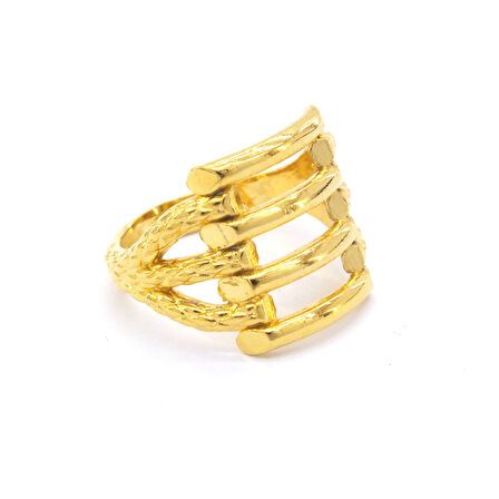 Çelik Kaburga Kadın Yüzük Altın Kaplama YZK-229