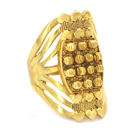 Çelik Yüzük Kadın Altın Kaplama Dorikalı Kaburga YZK-478