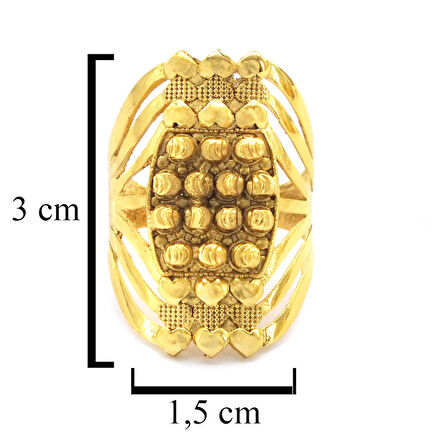 Çelik Yüzük Kadın Altın Kaplama Dorikalı Kaburga YZK-478