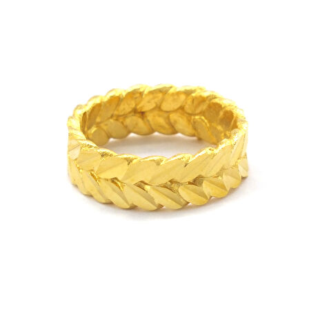 Çelik Yüzük Kadın Altın Kaplama Arpa Model YZK-460