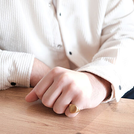 Çelik Yüzük Altın Kaplama Düz Desensiz YZK-437