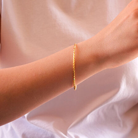 İmitasyon Ajda Bilezik Başak Model Altın Kaplama Çelik BLZ-3095