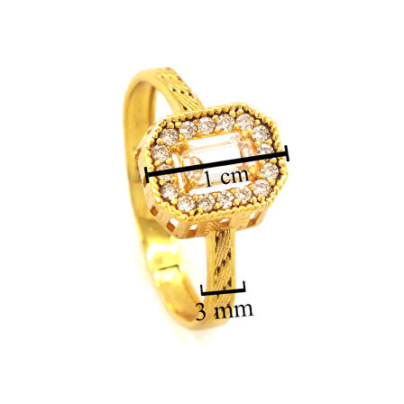 Çelik Baget Yüzük Altın Kaplama Oval Montür YZK-459