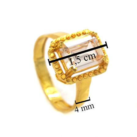 Çelik Baget Yüzük Altın Kaplama Düz Kenarlı YZK-458