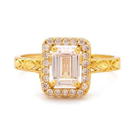 Çelik Baget Yüzük Altın Kaplama Desenli YZK-447