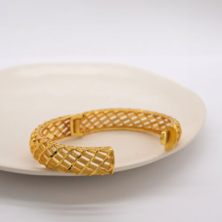 Çelik Kelepçe Bileklik Altın Kaplama Kadın Hint Model BLZ-616