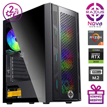 RaXius Nova G1 R5 30506G-56A008 Ryzen5 5600 64GB 2TBSSD RTX3050 6 GB FreeDOS Gaming Masaüstü Bilgisayar