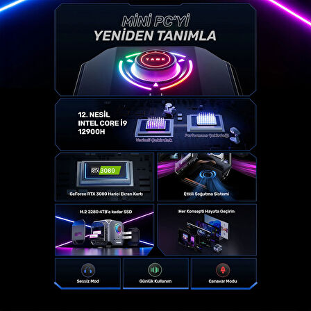 RaXius Vector GT-I129.3080A003 i9-12900H 16GB 512SSD+1TBSSD RTX3080 FreeDOS Mini PC
