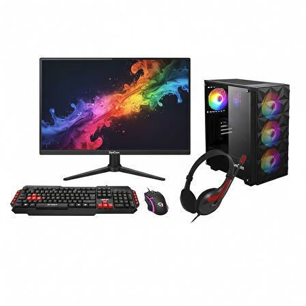 RaXius SunCom Gaming SG1-154-S001 Ryzen5 5500 16GB 512SSD RX580 19" FreeDOS Masaüstü Bilgisayar