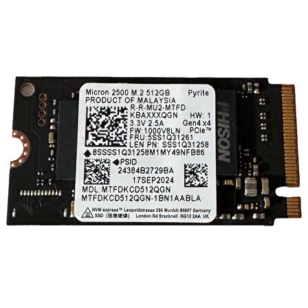 Micron  2500 MTFDKCD512QGN 512GB 4200/2000MB/s Gen4x4 M.2 22x42 SSD