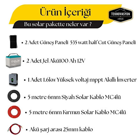 5000 Watt Tv Büyük Buzdolabı Solar Paketi 550w Güneş Paneli 1.6kw İnverter 200ah Jel Akü