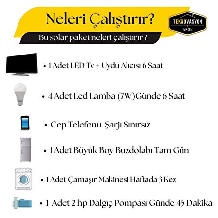 20.000 Watt  Büyük Bağ Evi Solar Paketi 550w Güneş Paneli 5.5kw İnverter 200ah Jel Akü