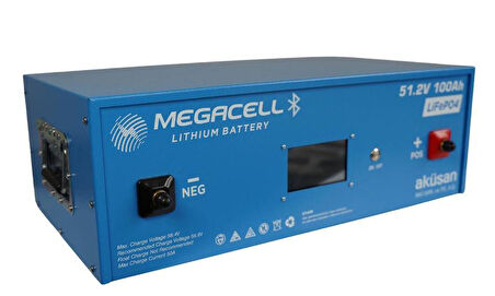 Megacell 51,2V 100Ah LiFePO4 Lityum Demir Fosfat Akü(Bluetooth)