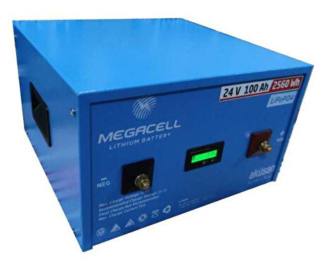 Megacell 25.6V 100Ah LiFePO4 Lityum Demir Fosfat Akü