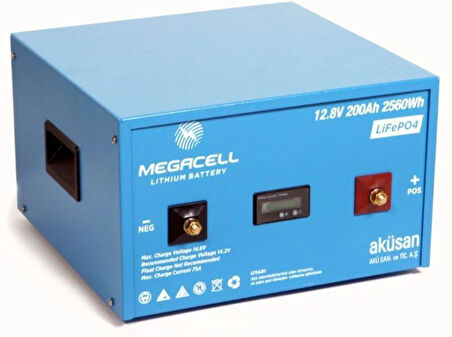 Megacell 12.8V 200Ah LiFePO4 Lityum Demir Fosfat Akü