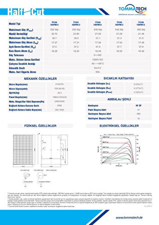 TommaTech 550Wp 108PM M12 HC-MB Güneş Paneli