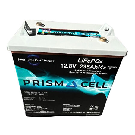 Prismacell LIFEPO4 Akü 235ah 12.8 Volt Turbo FAST CHARGING Karavan, Marin, Solar Yaşam Aküsü