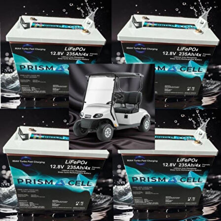 Prismacell Lifepo4 Golf Cart Battery 48 Volt 235ah Golf Arabası Lifepo4 Akü 4'lü Set