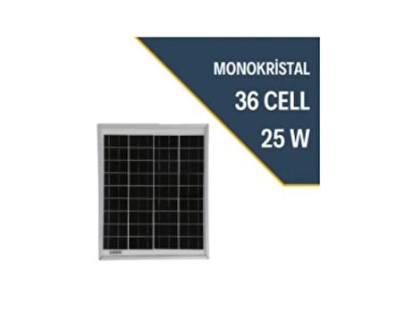 25 Watt Monokristal Güneş Paneli 25 W 12V