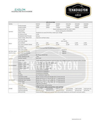 Tekovasyon Arge Exelon 12 V 600 W Modifiye Sinüs inverter