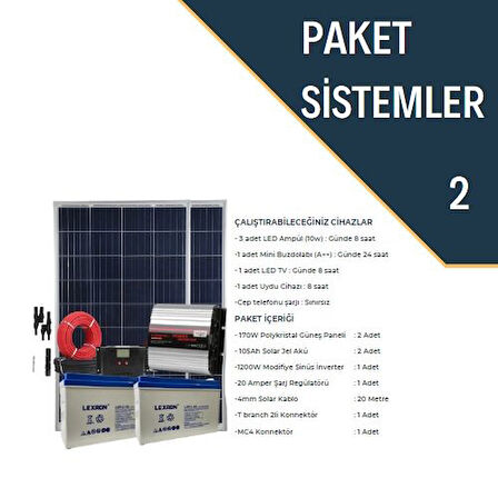 Mini Bağ Evi Solar Paketi 1200w Inverter 170w Güneş Paneli Paket 2