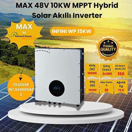 Solar A Enerji Max INFINI WP 15KW Max 48V Mppt Hybrid IP65 Solar Akıllı İnverter