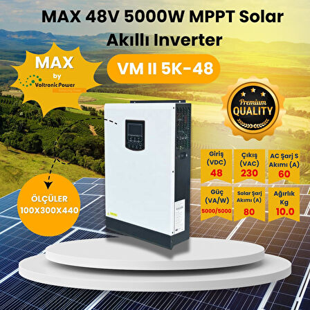 Solar A Enerji  MAX 48V 5000W MPPT Solar Akıllı Inverter MKS II 5K-48