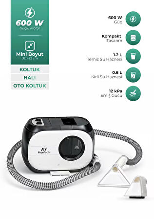 PiranTech KT-088 Koltuk ve Halı Yıkama Makinesi - Derinlemesine Leke Çıkarma Gücü 600W!