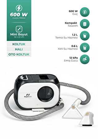 PiranTech KT-088 Koltuk ve Halı Yıkama Makinesi - Derinlemesine Leke Çıkarma Gücü 600W!