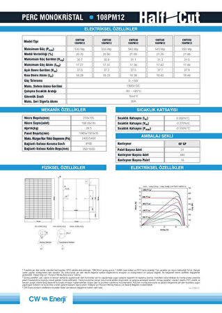 CW Enerji 545Wp 108PM M12 HC-MB Güneş Paneli