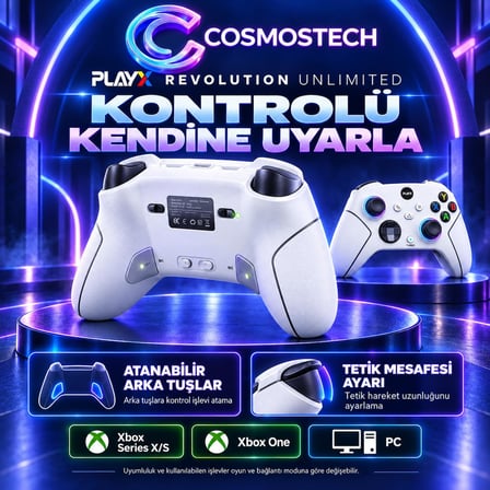 Cosmostech Play X Revolution Unlimited CS-081 2.4G Kablosuz Oyun Kolu – Xbox Series X/S Xbox One PC Uyumlu Wireless Gamepad Beyaz
