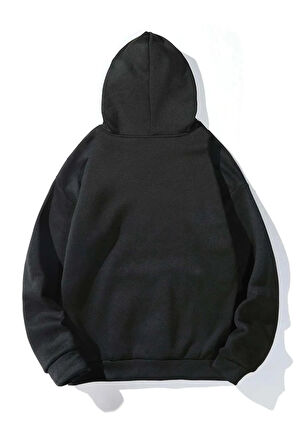 Unisex Happiest Baskılı Kapşonlu Oversize Sweatshirt