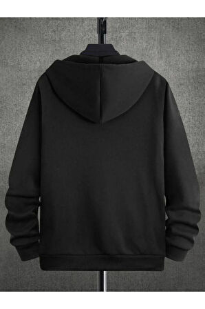 Erkek Believe Baskılı Kapüşonlu Oversize Sweatshirt