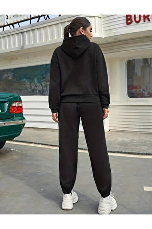 Kadın California Baskılı Oversize Eşfoman Takımı