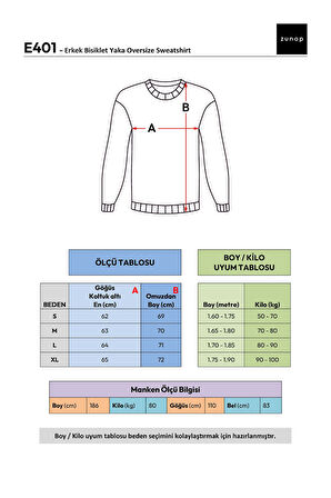 Erkek Saturn Baskılı Bisiklet Yaka Oversize Sweatshirt