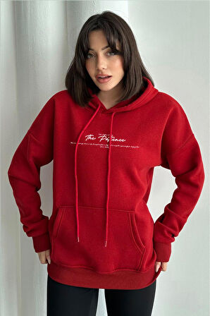 Kadın The Patience Baskılı Oversize Kapüşonlu Sweatshirt