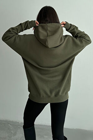 Kadın The Patience Baskılı Oversize Kapüşonlu Sweatshirt