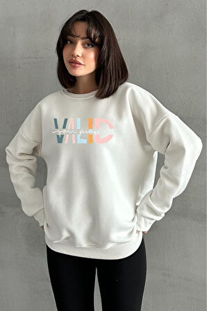 Kadın Valid Baskılı Oversize Sweatshirt