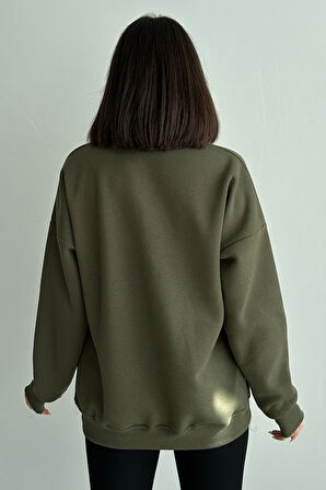 Kadın Charlie Luciano Baskılı Oversize Bisiklet Yaka Sweatshirt