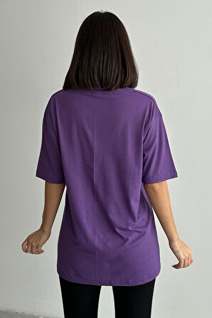 Kadın Decision Baskılı Bisiklet Yaka Oversize T-Shirt