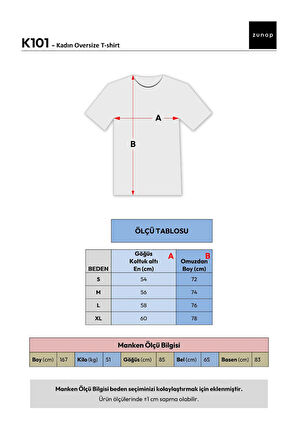 Kadın Hawaii Baskılı Bisiklet Yaka Oversize T-Shirt