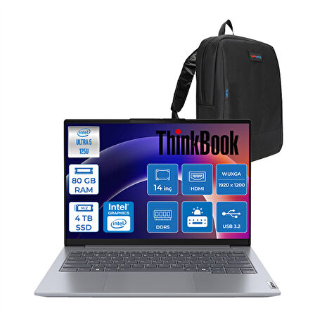 Lenovo Thinkbook 14 G7 Intel Ultra 5 125U 80GB Ddr5 4tb SSD Intel Graphics 14" Wuxga IPS 300NITS Windows 11 Pro Taşınabilir Bilgisayar 21MR0095TRH24 + Zettaçanta