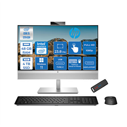 Hp Aıo Elıteone 870 G9 Intel Core I5-13500 48GB Ddr5 4tb SSD Intel UHD Grafik Kartı 770 23.8" Fhd IPS 250NITS Windows 11 Pro Dokunmatik All In One Bilgisayar 7B0J4EAP20 + Zettausbbellek