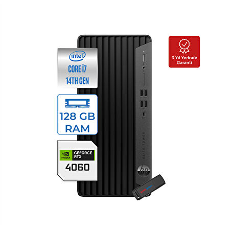 Hp Elite 800 G9 Intel Core I7-14700 128GB Ddr5 2tb SSD 8GB/RTX4060 Windows 11 Pro Güçlü Masaüstü Oyun & Render Bilgisayarı 5V8B3ES14 + Zettausbbellek