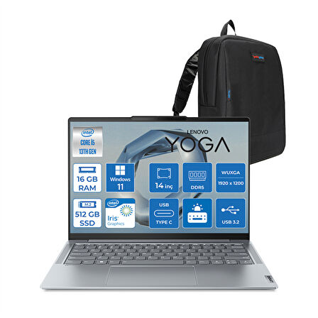 Lenovo Yoga Slim 6 Intel Core I5 13500H 16GB LPDDR5X 512GB 14" Wuxga OLED 400NITS Dolby Vision Displayhdr Windows 11 Pro Taşınabilir Bilgisayar TR14IRH8P01 + Zettaçanta