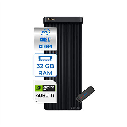 Asus Proart PD500TE Intel Core I7-13700 32GB 4tb SSD Nvidia RTX4060TI/16GB Windows 11 Pro Masaüstü Bilgisayar 713700173XP12 + Zettausbbellek