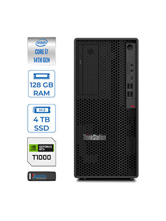 Lenovo Thinkstation P2 Intel® Vpro I7 14700 128GB Ddr5 2tb SSD + 2tb SSD 8GB/T1000 Windows 11 Pro Raid Destekli Masaüstü Iş Istasyonu 30FR001HTRWP40 + Zettausbbellek