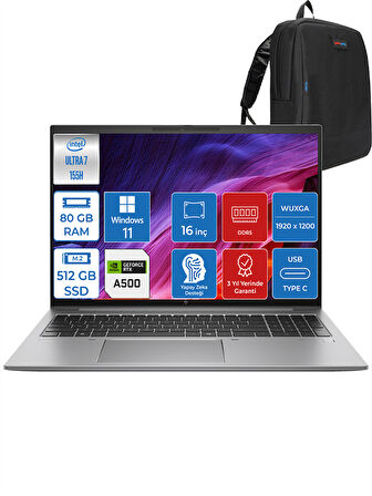 HP Zbook Firefly G11 Intel Ultra 7 155H 80GB 512GB SSD 4GB/RTXA500 Wuxga 16" W11PRO Mobil Iş Istasyonu ZBF5G4B8EWP11 + Zettaçanta